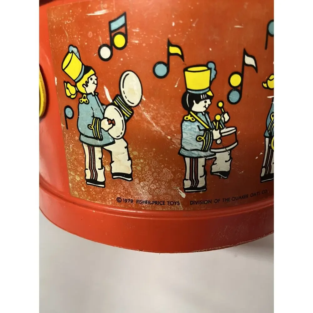 FISHER PRICE TOYS 1979 Marching Band‎ Drum With Tambourine & 1 Maraca